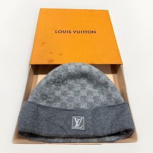 LOUIS VUITTON M70009 Damier Grey Bonnet Petit Damier Beanie Knit Hat